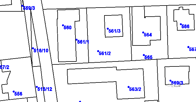 Parcela st. 561/2 v KÚ Písnice, Katastrální mapa