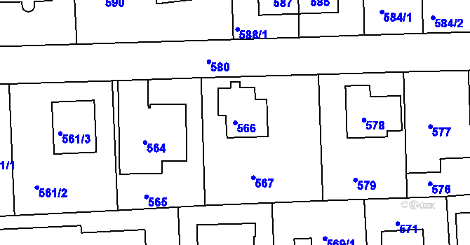 Parcela st. 566 v KÚ Písnice, Katastrální mapa