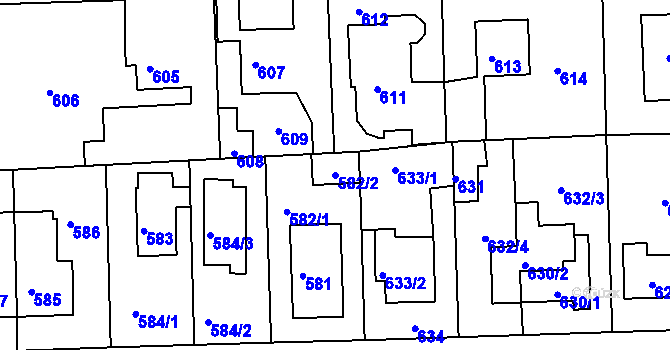 Parcela st. 582/2 v KÚ Písnice, Katastrální mapa