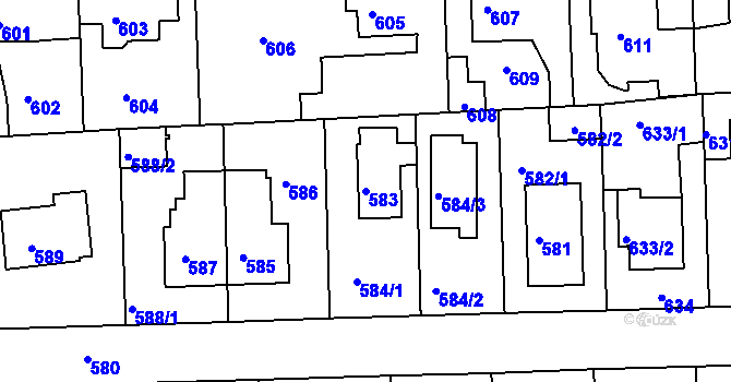 Parcela st. 583 v KÚ Písnice, Katastrální mapa