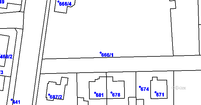 Parcela st. 666/1 v KÚ Písnice, Katastrální mapa
