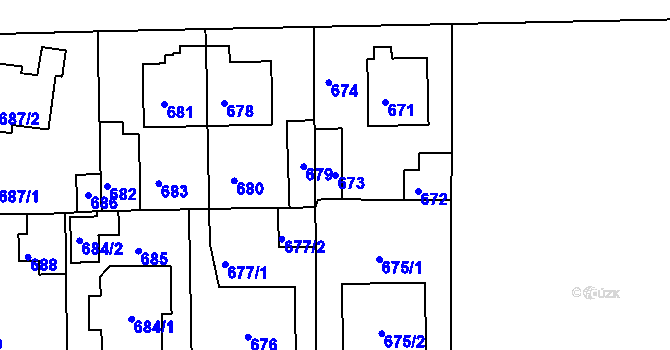 Parcela st. 673 v KÚ Písnice, Katastrální mapa