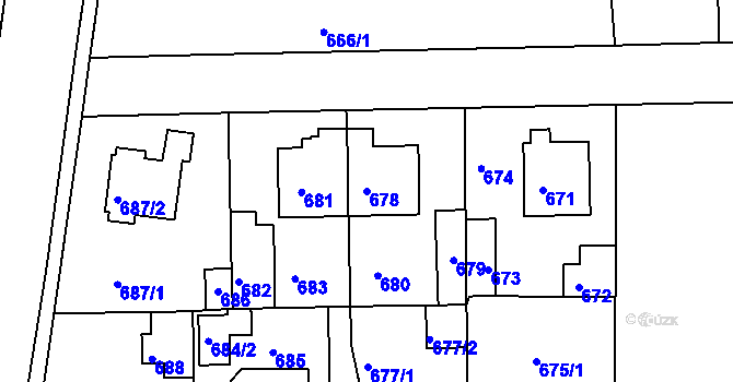 Parcela st. 678 v KÚ Písnice, Katastrální mapa