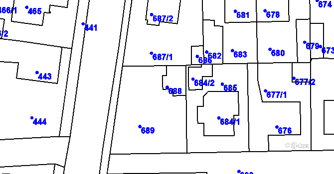 Parcela st. 688 v KÚ Písnice, Katastrální mapa