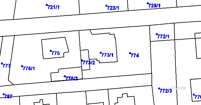Parcela st. 773/1 v KÚ Písnice, Katastrální mapa