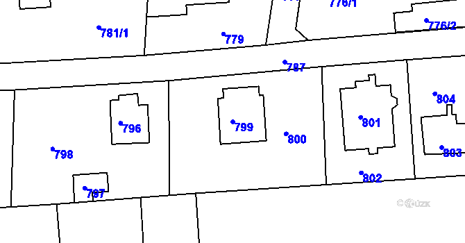 Parcela st. 799 v KÚ Písnice, Katastrální mapa