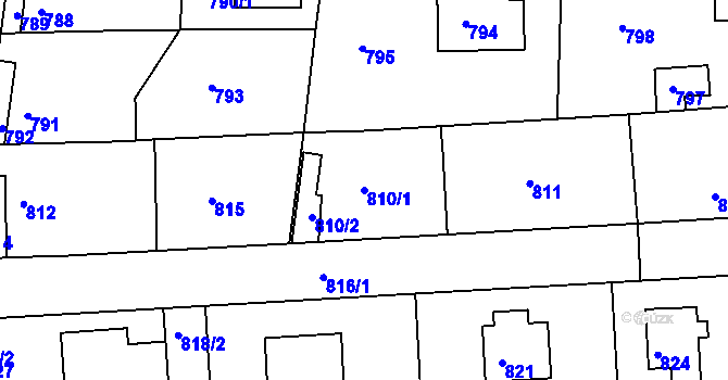Parcela st. 810/1 v KÚ Písnice, Katastrální mapa
