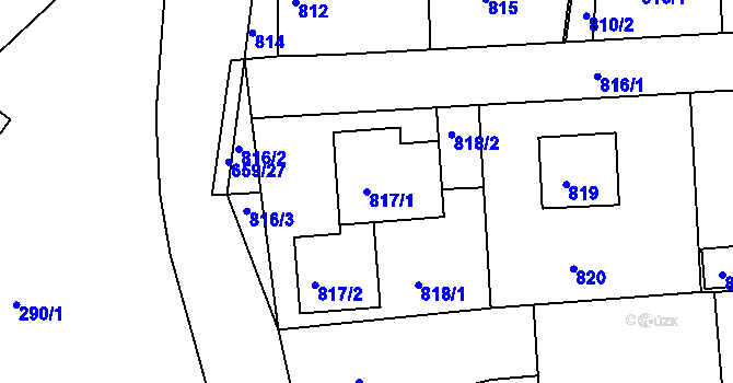 Parcela st. 817/1 v KÚ Písnice, Katastrální mapa