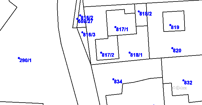 Parcela st. 817/2 v KÚ Písnice, Katastrální mapa