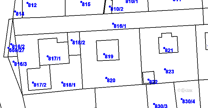 Parcela st. 819 v KÚ Písnice, Katastrální mapa