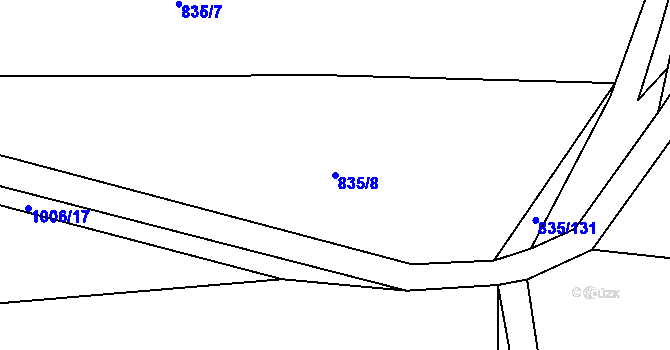 Parcela st. 835/8 v KÚ Písnice, Katastrální mapa