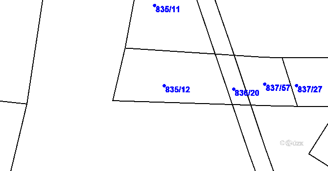 Parcela st. 835/12 v KÚ Písnice, Katastrální mapa