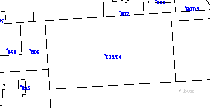 Parcela st. 835/84 v KÚ Písnice, Katastrální mapa