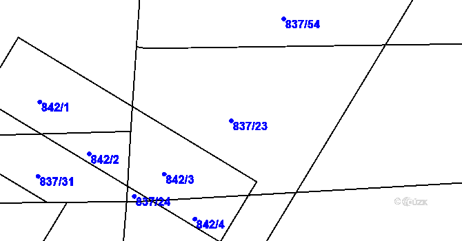 Parcela st. 837/23 v KÚ Písnice, Katastrální mapa