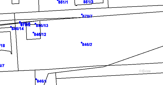 Parcela st. 846/2 v KÚ Písnice, Katastrální mapa
