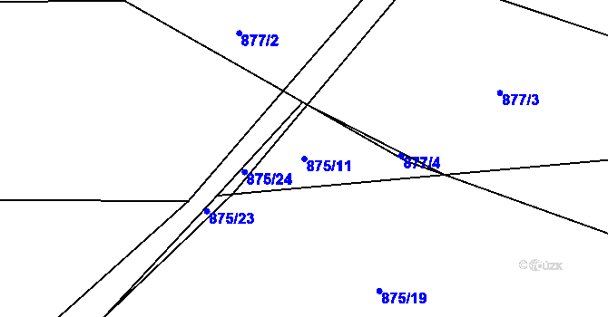 Parcela st. 875/11 v KÚ Písnice, Katastrální mapa