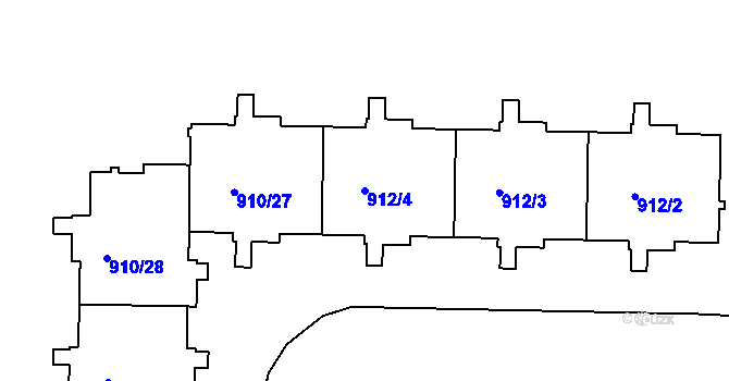 Parcela st. 912/4 v KÚ Písnice, Katastrální mapa