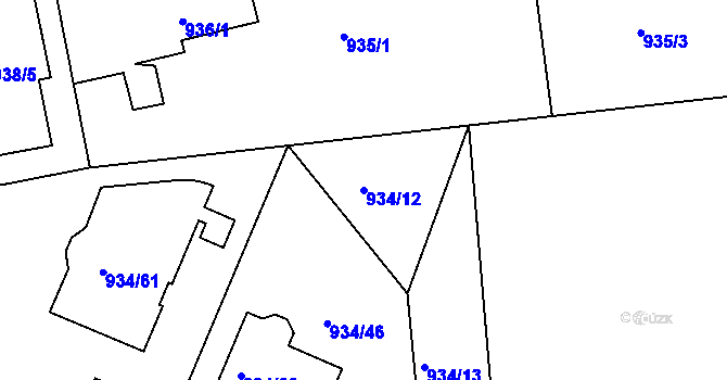 Parcela st. 934/12 v KÚ Písnice, Katastrální mapa