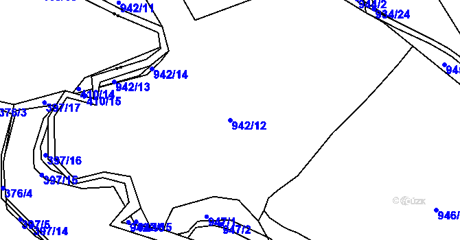 Parcela st. 942/12 v KÚ Písnice, Katastrální mapa