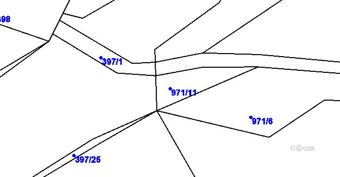Parcela st. 971/11 v KÚ Písnice, Katastrální mapa