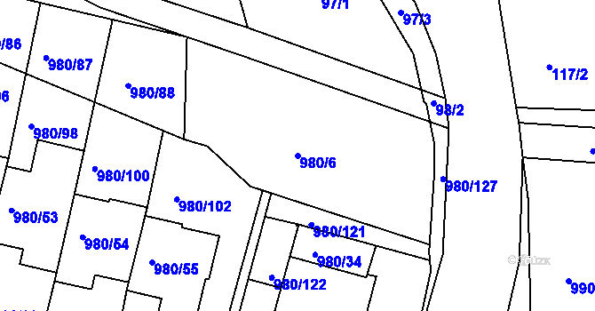 Parcela st. 980/6 v KÚ Písnice, Katastrální mapa