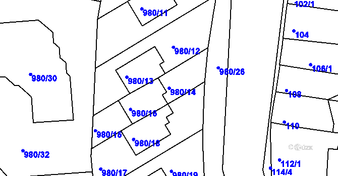 Parcela st. 980/14 v KÚ Písnice, Katastrální mapa