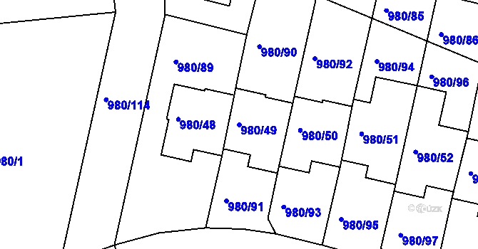 Parcela st. 980/49 v KÚ Písnice, Katastrální mapa