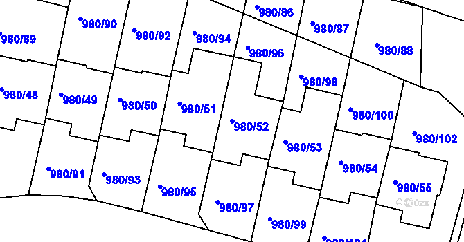 Parcela st. 980/52 v KÚ Písnice, Katastrální mapa