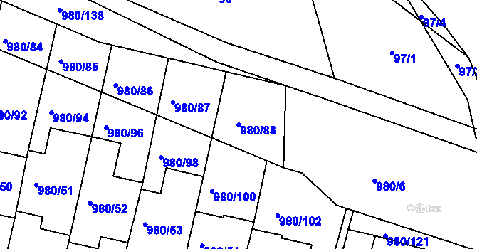 Parcela st. 980/88 v KÚ Písnice, Katastrální mapa