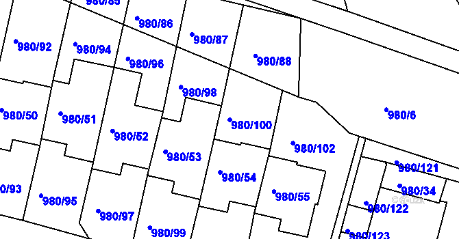 Parcela st. 980/100 v KÚ Písnice, Katastrální mapa