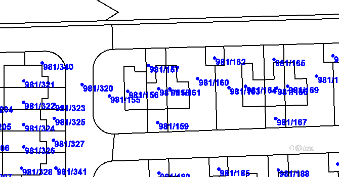 Parcela st. 981/161 v KÚ Písnice, Katastrální mapa