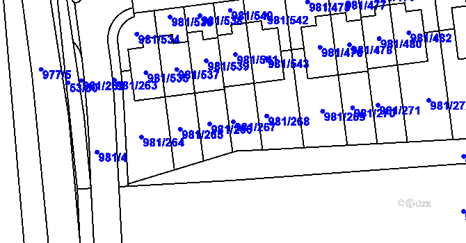 Parcela st. 981/267 v KÚ Písnice, Katastrální mapa