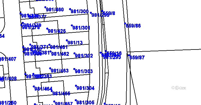 Parcela st. 981/294 v KÚ Písnice, Katastrální mapa