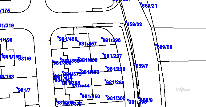 Parcela st. 981/297 v KÚ Písnice, Katastrální mapa