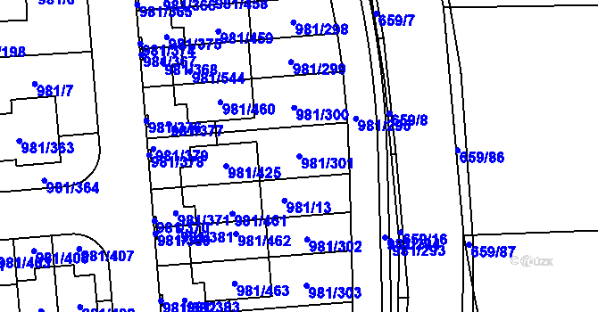 Parcela st. 981/301 v KÚ Písnice, Katastrální mapa