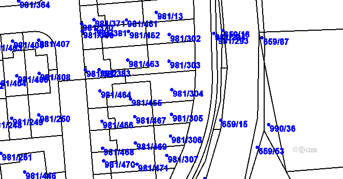 Parcela st. 981/304 v KÚ Písnice, Katastrální mapa