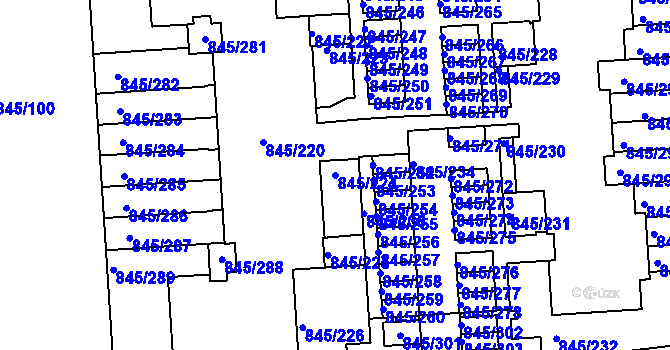 Parcela st. 845/224 v KÚ Písnice, Katastrální mapa