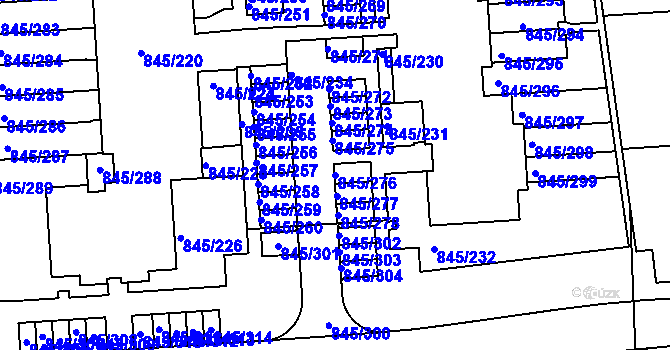 Parcela st. 845/276 v KÚ Písnice, Katastrální mapa