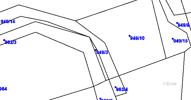 Parcela st. 949/3 v KÚ Písnice, Katastrální mapa