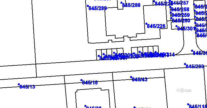Parcela st. 845/306 v KÚ Písnice, Katastrální mapa