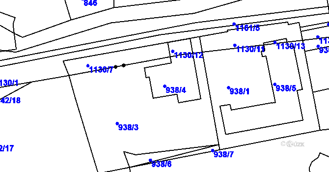 Parcela st. 938/4 v KÚ Písnice, Katastrální mapa