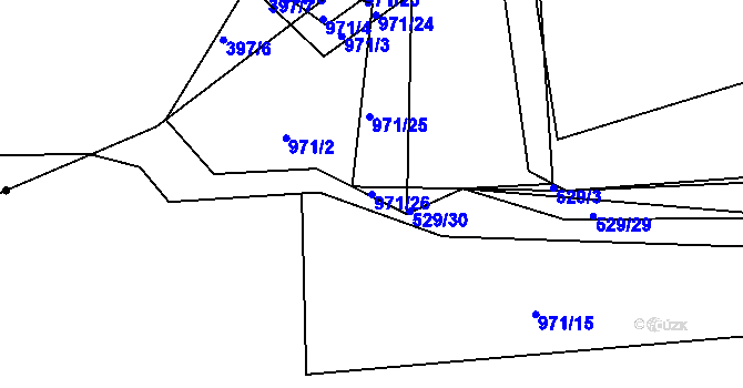 Parcela st. 971/26 v KÚ Písnice, Katastrální mapa
