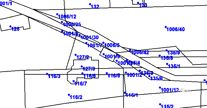 Parcela st. 1001/9 v KÚ Písnice, Katastrální mapa