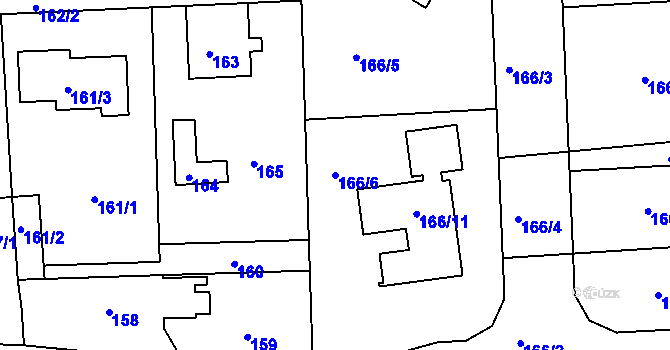 Parcela st. 166/6 v KÚ Písnice, Katastrální mapa