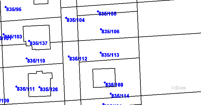 Parcela st. 835/113 v KÚ Písnice, Katastrální mapa