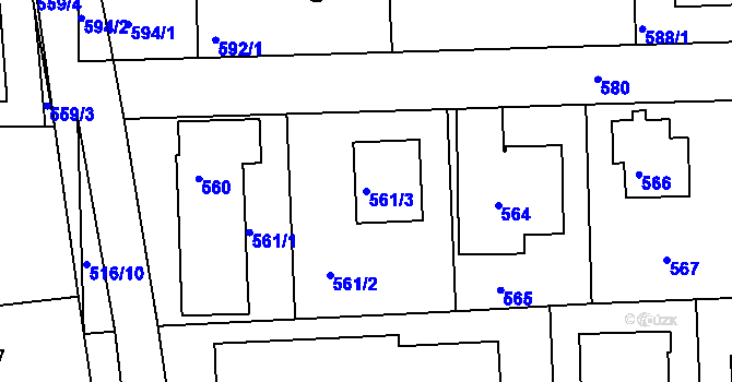 Parcela st. 561/3 v KÚ Písnice, Katastrální mapa