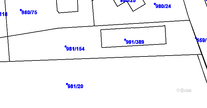 Parcela st. 981/315 v KÚ Písnice, Katastrální mapa