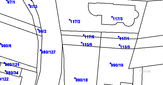 Parcela st. 115/6 v KÚ Písnice, Katastrální mapa