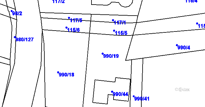 Parcela st. 990/19 v KÚ Písnice, Katastrální mapa