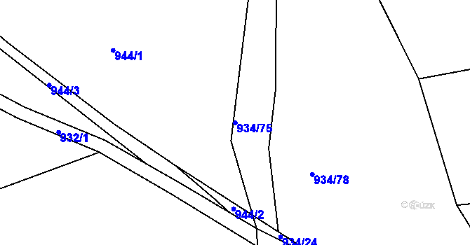 Parcela st. 934/75 v KÚ Písnice, Katastrální mapa